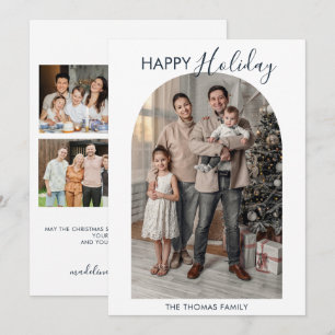 Modern Arch Family Photo Collage Holiday Card