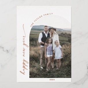 Modern Arch   Foil New Year Photo Year in Review F Foil Holiday Card