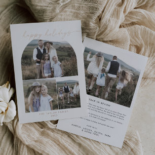 Modern Arch   Foil Photo Collage Family Foil Holiday Card