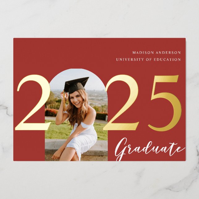 Modern Arch | Foil Photo Graduation Announcement (Front)