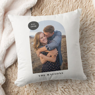 Modern Arch Frame Custom Photo Pillow - Black