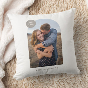 Modern Arch Frame Custom Photo Pillow - Grey