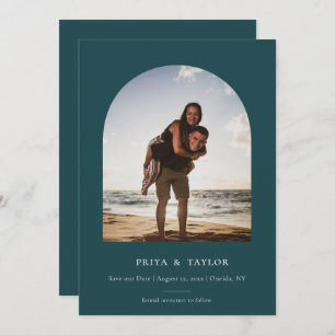 Modern Arch Frame Flat Save The Date Photo Card