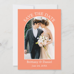 Modern Arch Frame Photo Coral Save The Date