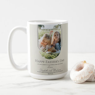Modern Arch Frame Photo Father's Day Beige Coffee Mug