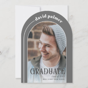 Modern arch GRADUATE grey graduation photo Invitation