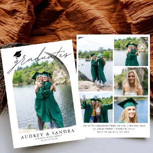 Modern Arch Graduates Double Graduation Party Invitation
