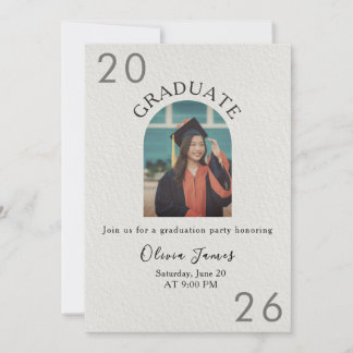 Modern Arch Graduation Photo Invitation with QR