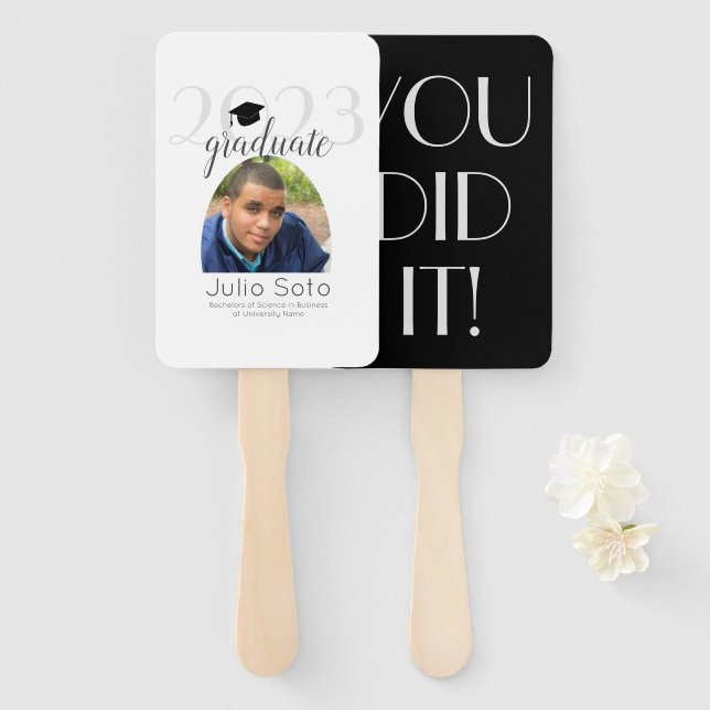  Modern Arch Graduation Typography 2023 Photo  Hand Fan (Front and Back)