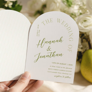 Modern Arch Green Stripe Wedding Invitation