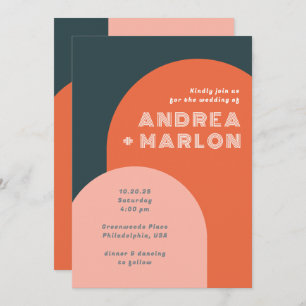 Modern Arch Groovy Retro Wedding Invitation