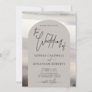 Modern Arch Handwritten Script Earth Tones Wedding Invitation