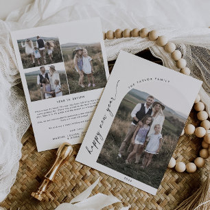 Modern Arch Happy New Year Photo Year in Review Ho Holiday Card