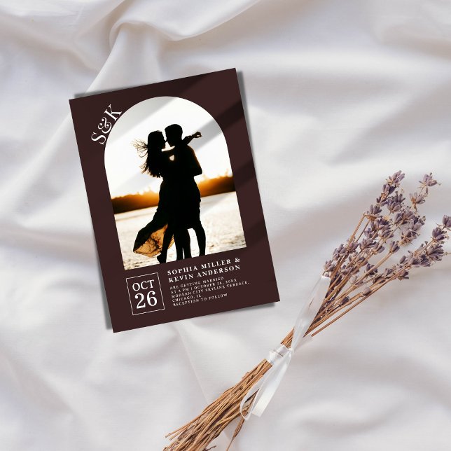 Modern Arch I Photo I Cocoa Brown I Wedding Invitation (Creator Uploaded)