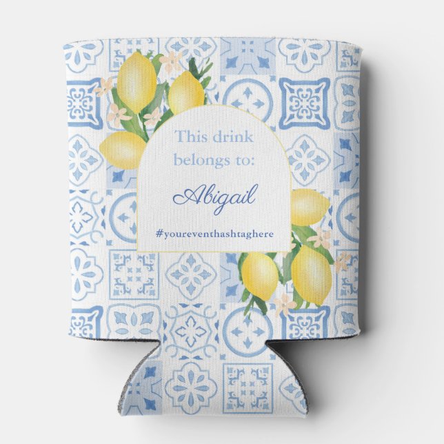 Modern Arch Lemons Bachelorette Party Favour Can Cooler (Back)