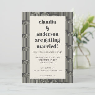 Modern Arch Line Art Black Grey Couples Shower Invitation