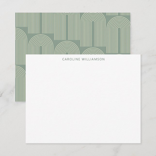 Modern Arch Line Art Sage Personalised Stationery  Card (Front/Back)