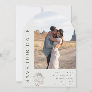 Modern Arch Line Floral Wedding Save The Date Card