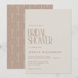 Modern Arch Lines Geometric Brown Bridal Shower  Invitation