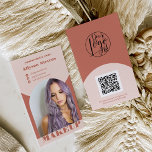 Modern arch makeup boho photo qr code logo business card<br><div class="desc">Modern arch retro boho earth tone terracotta and beige photo qr code logo makeup photo ,  add your business photo . Add your social media. With a bold font,  all the colours are editable ,  add your logo.</div>