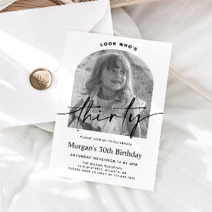 Modern Arch Minimalist Photo 30th Birthday Invitation