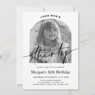 Modern Arch Minimalist Photo 30th Birthday Invitation