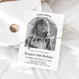 Modern Arch Minimalist Photo 40th Birthday Invitation