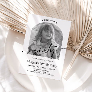Modern Arch Minimalist Photo 60th Birthday Invitation