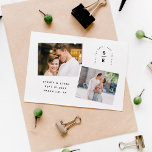 Modern Arch Monogram Photo Save the Date<br><div class="desc">Black and White Modern Arch Monogram Photo Save the Date with a minimalist design,  place to add your initials and details and upload two photos. The back of the card features a grid pattern background.</div>