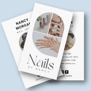 Modern Arch Nail Tech 3 Photo Collage Business Card