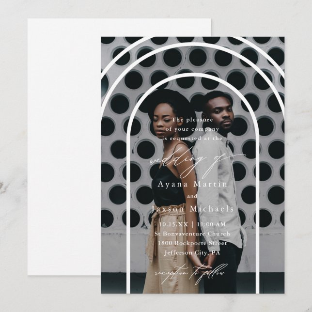 Modern Arch One Photo Wedding Invitation (Front/Back)
