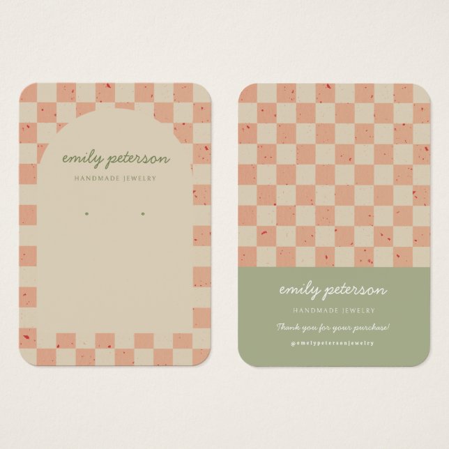 Modern Arch Orange Green Jewellry Card (Front & Back)