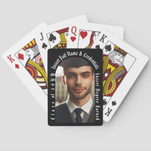 Modern Arch Photo, Black and White Graduation Playing Cards