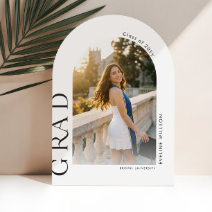 Modern Arch Photo Collage Graduation Party Invitation