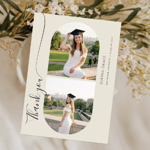 Modern Arch Photo Collage Graduation Party Thank You Card