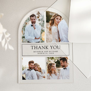 Modern Arch Photo Collage Wedding Thank You Acrylic Invitations