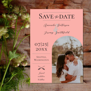 Modern Arch Photo Coral Save the Date