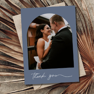 Modern Arch Photo Dusty Blue Wedding Thank You 