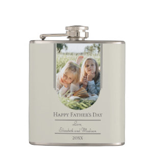 Modern Arch Photo Father's Day Beige Hip Flask