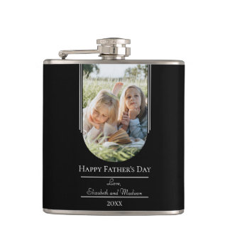 Modern Arch Photo Father's Day | Black Hip Flask