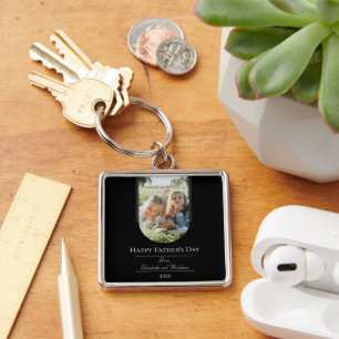 Modern Arch Photo Father's Day Black Key Ring