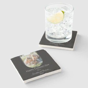 Modern Arch Photo Father's Day   Black Stone Coaster