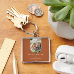 Modern Arch Photo Father's Day   Burnt Orange Key Ring