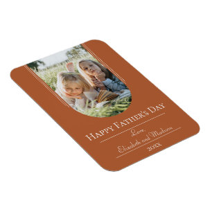 Modern Arch Photo Father's Day Burnt Orange Magnet