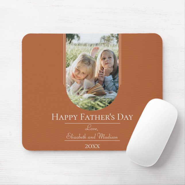 Modern Arch Photo Father's Day | Burnt Orange Mouse Mat (With Mouse)