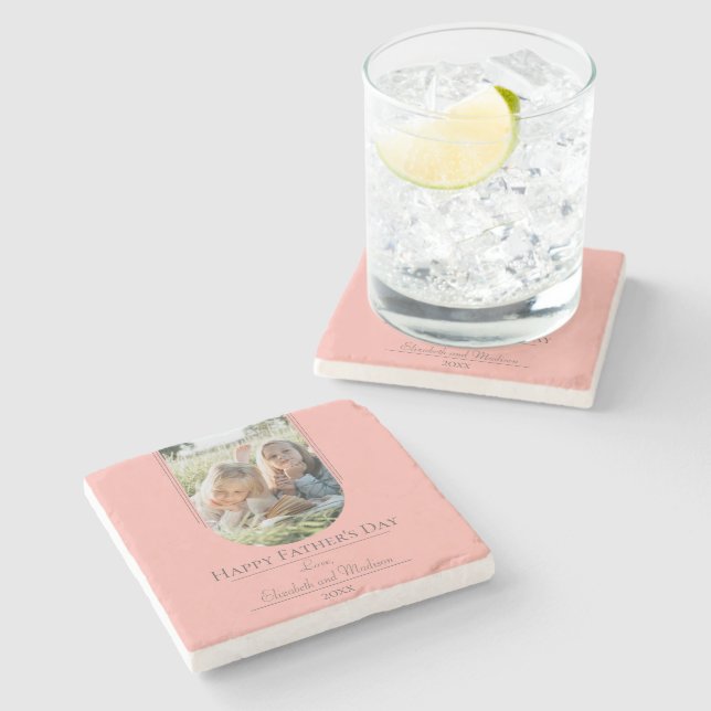 Modern Arch Photo Father's Day | Coral Stone Coaster (Side)