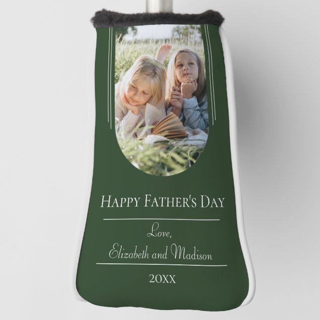 Modern Arch Photo Father's Day | Emerald Green Golf Head Cover (Rotate 90)