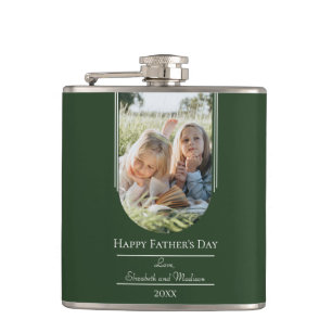 Modern Arch Photo Father's Day   Emerald Green Hip Flask