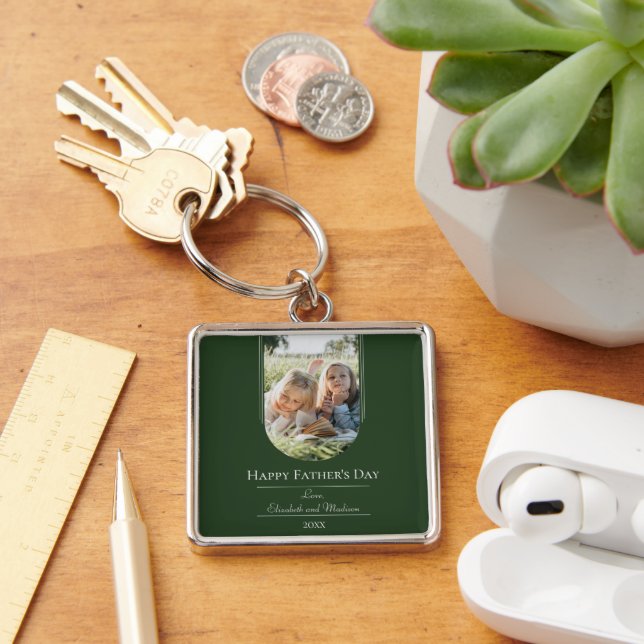 Modern Arch Photo Father's Day | Emerald Green Key Ring (Desk)
