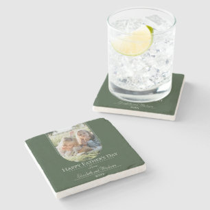 Modern Arch Photo Father's Day   Emerald Green Stone Coaster